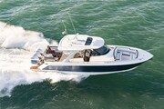 Tiara 38 LS aerial running Tiara Yachts 38 LS