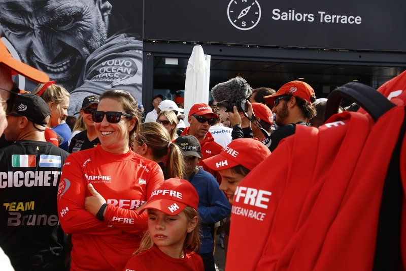 Sailors terass Sailors meet upp before take off. Volvo Ocean Race 2017-18