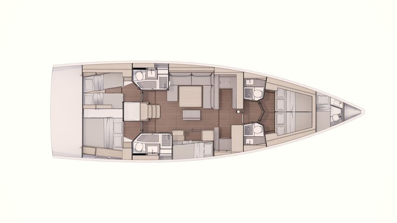 Layout, 5 cabins, 4 heads Worldpremier - Dufour 530