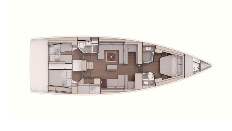 Layout, 4 cabins, 2 heads Worldpremier - Dufour 530